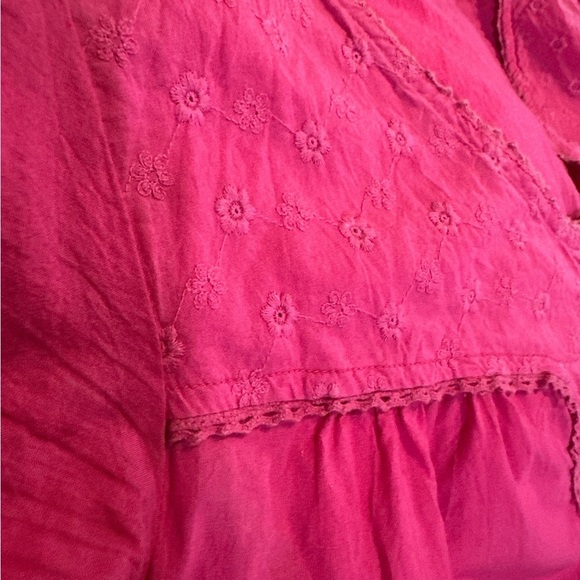 Lane Bryant Fuchsia Blouse with Embroidery Details. 100% Cotton. - Picture 6 of 6
